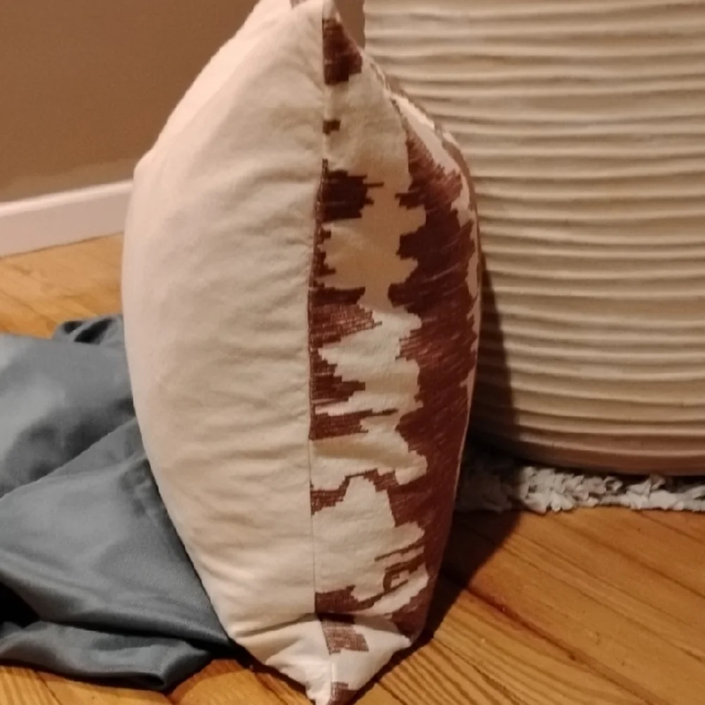 West Elm Rusty Cranberry and Cream Patterned Pillow Covers (2)